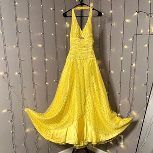 Stunning Yellow Halter Prom Dress